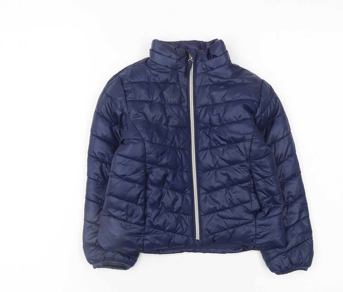 H&M Girls Blue Puffer Jacket 3-4 Years Lightweight Quilted Zip Coat