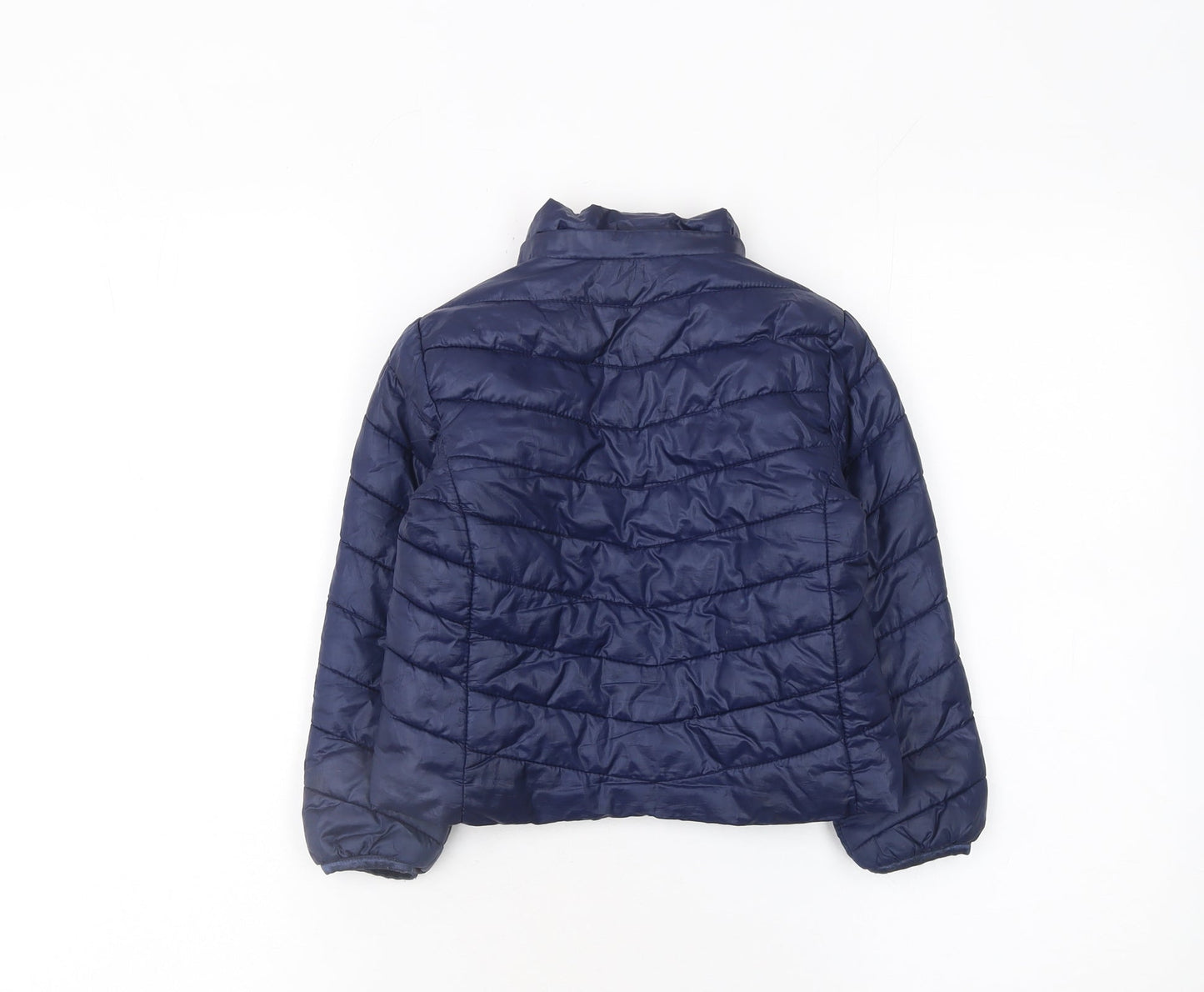 H&M Girls Blue Puffer Jacket 3-4 Years Lightweight Quilted Zip Coat