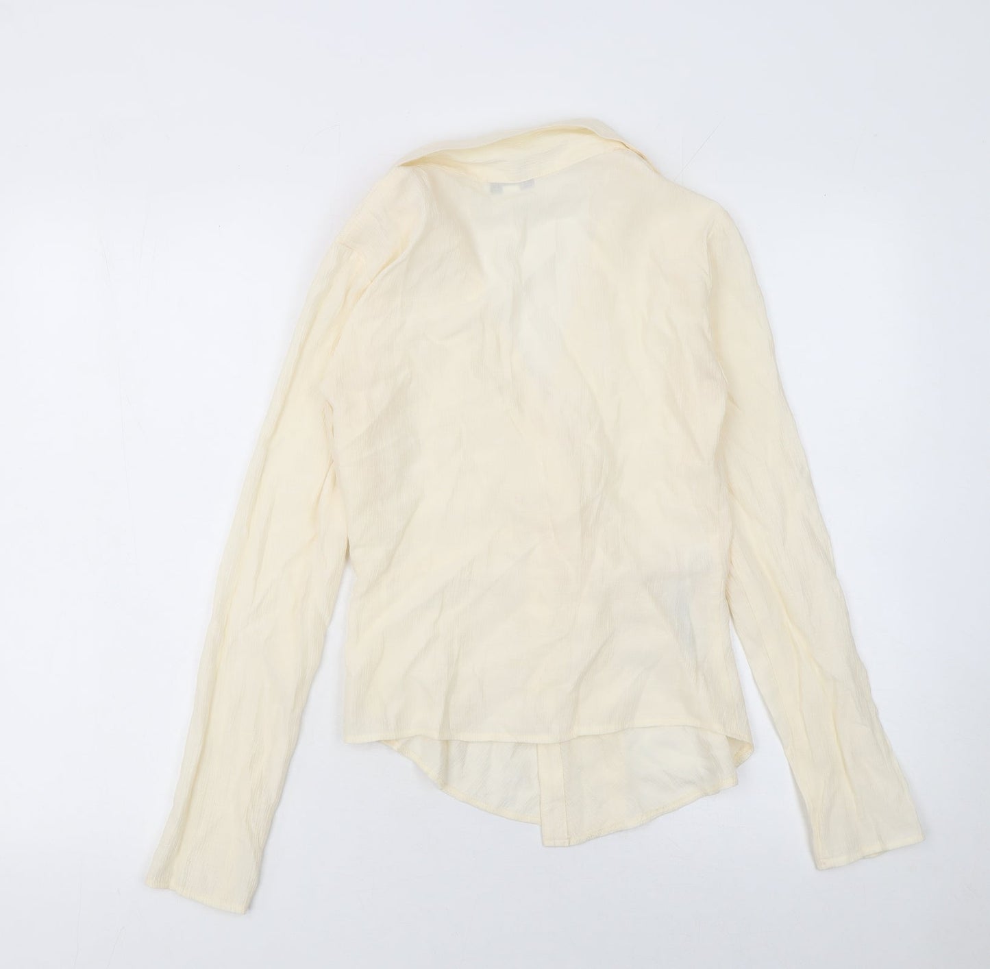 Topshop Women's Beige Wrap Long Sleeve Viscose Blouse Size 6