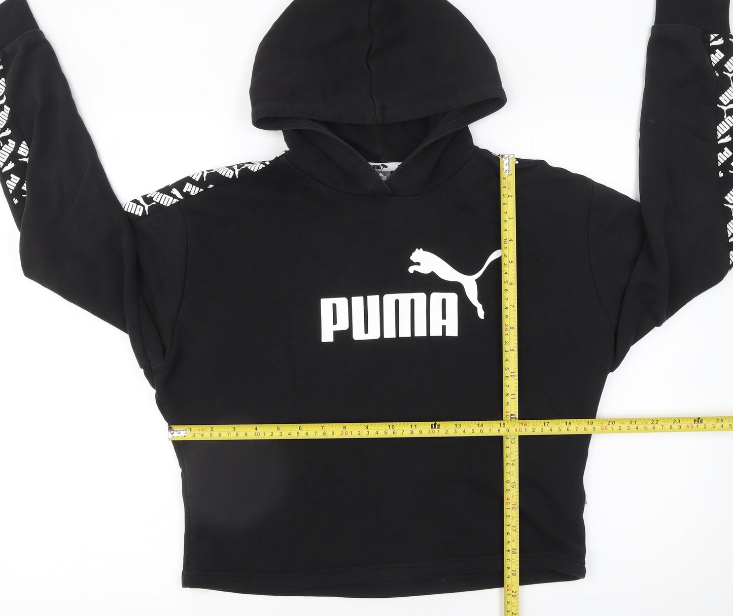 Puma Womens Black Small Pullover Hoodie with Logo Detail