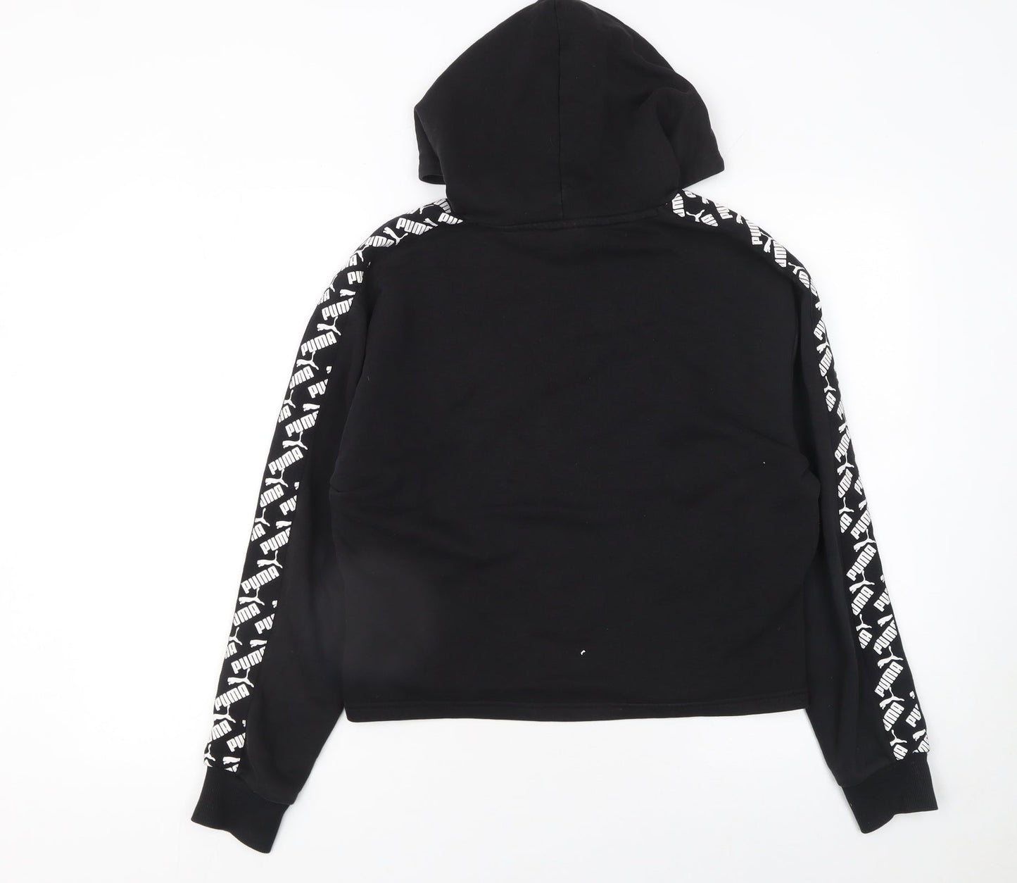 Puma Womens Black Small Pullover Hoodie with Logo Detail