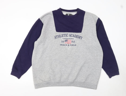 Daisy Street Curve Womens Grey Blue Athletic Academy Sweatshirt UK 18