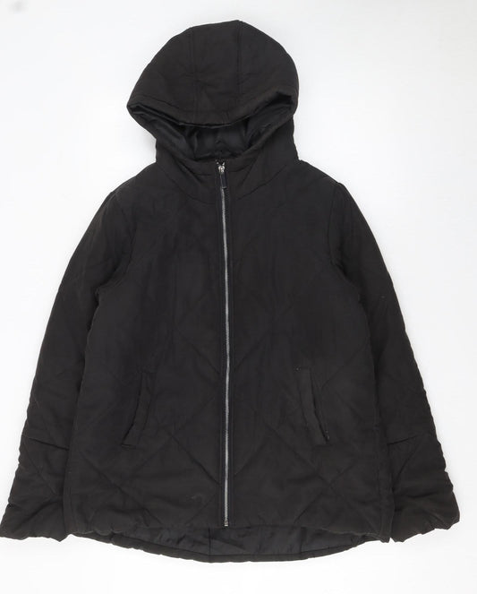 PrettyLittleThing Women Black Quilted Hooded Puffer Jacket Size 10