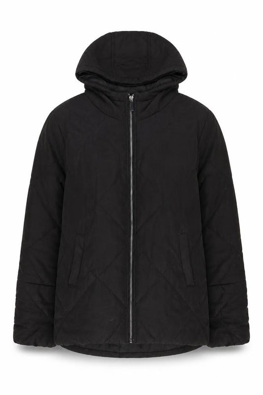PrettyLittleThing Women Black Quilted Hooded Puffer Jacket Size 10