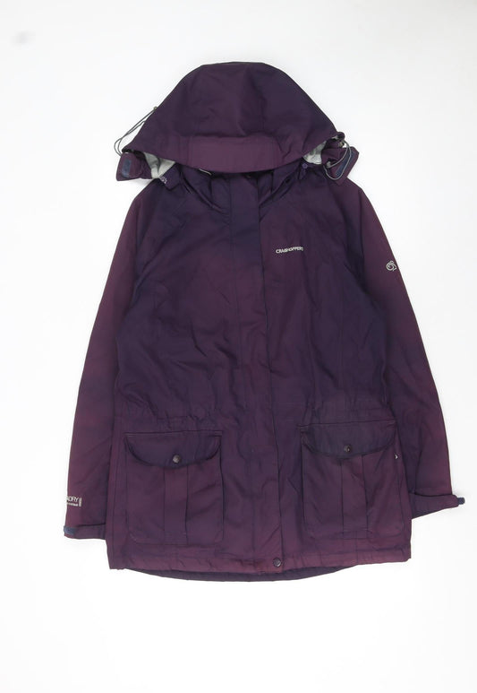 Craghoppers Women’s Purple Waterproof Hooded Rain Coat Jacket UK 12
