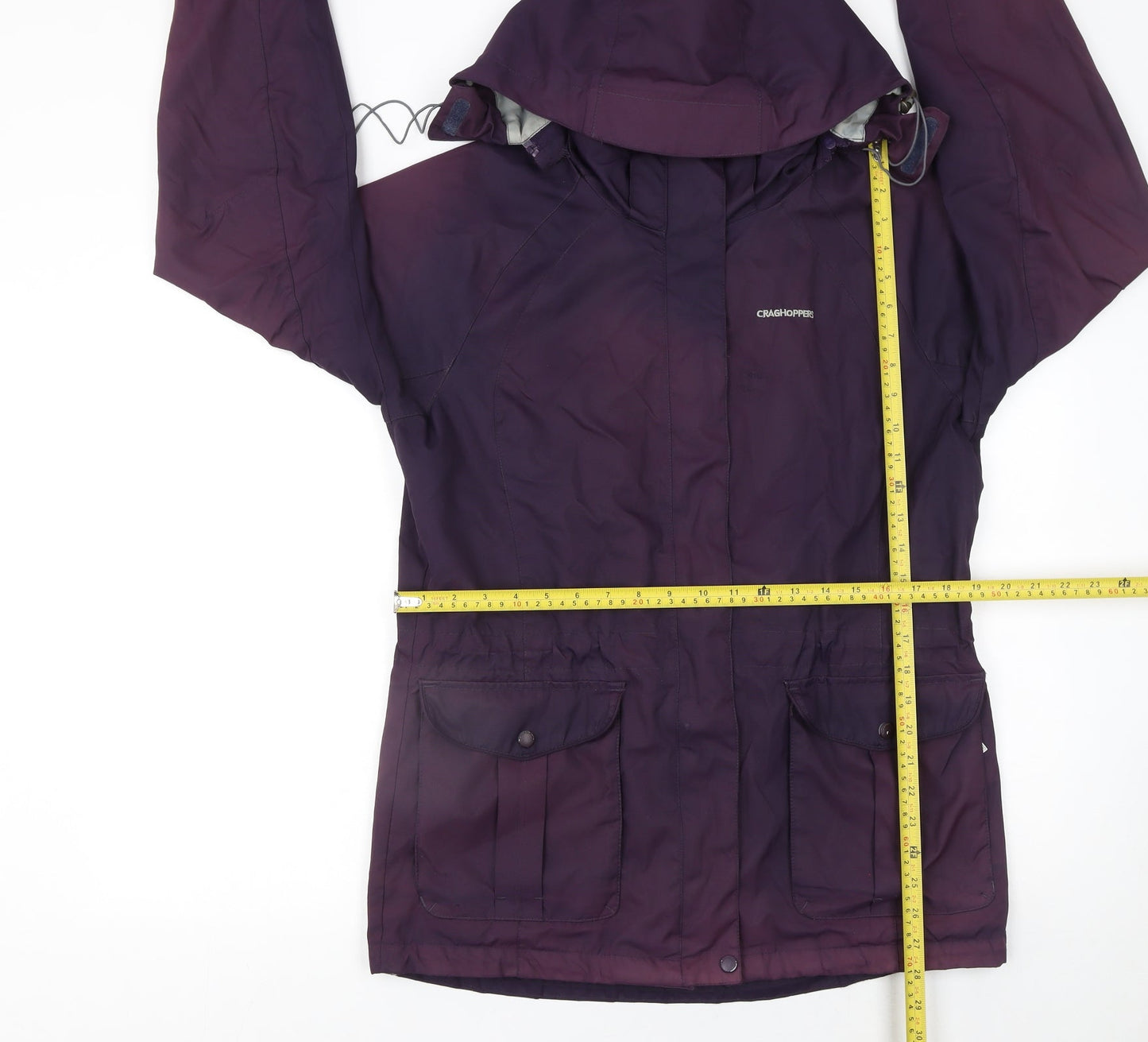 Craghoppers Women’s Purple Waterproof Hooded Rain Coat Jacket UK 12