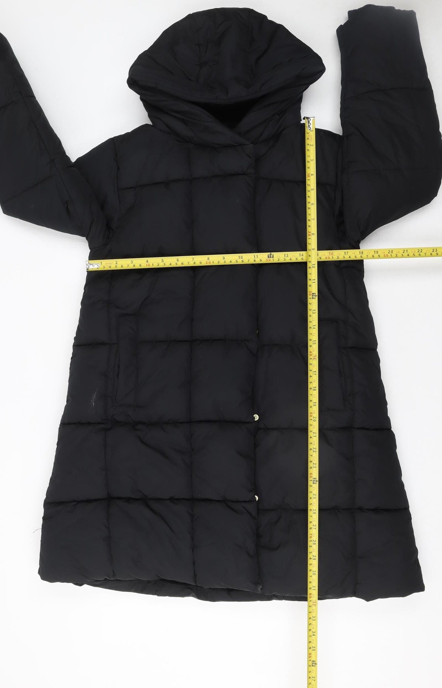 Next Girls Black Long Puffer Coat Hooded Quilted Winter Jacket Age 11 Years