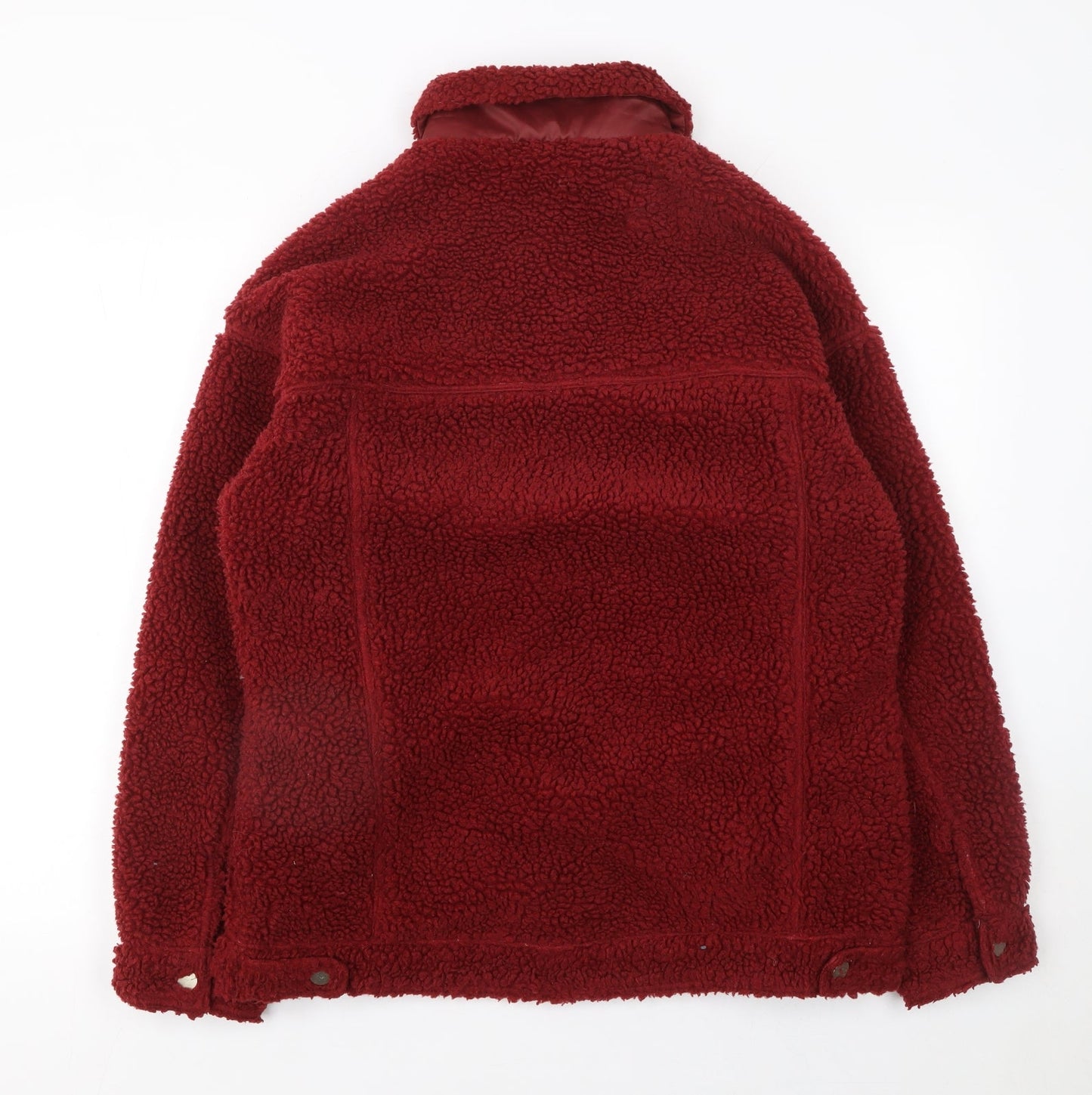 Missguided Womens Red Borg Sherpa Jacket Size 8 Lined Button-Up Casual