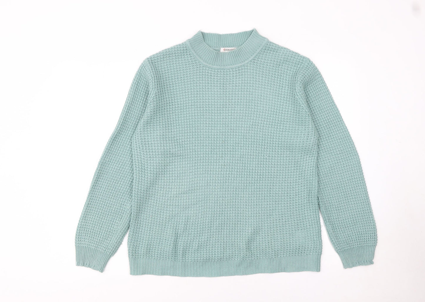 Damart Women’s Green Waffle Knit Mock Neck Jumper Size 14/16
