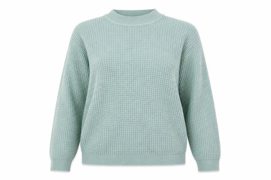 Damart Women’s Green Waffle Knit Mock Neck Jumper Size 14/16