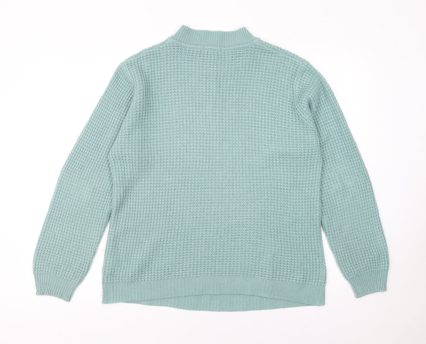 Damart Women’s Green Waffle Knit Mock Neck Jumper Size 14/16