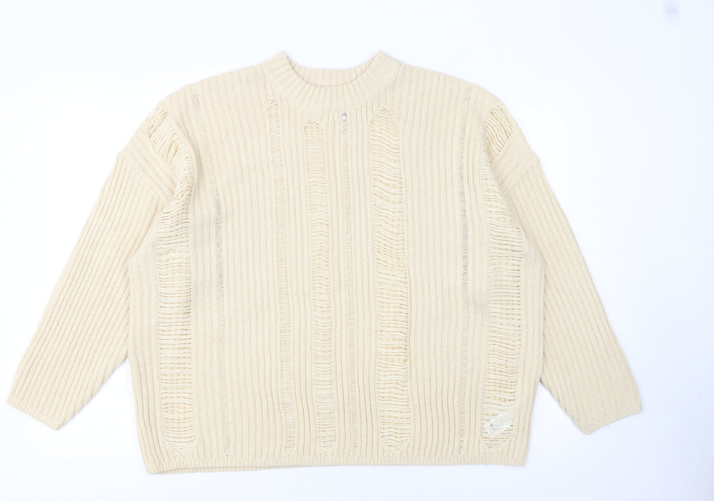 ASOS DESIGN Women Beige Size 16 Chunky Knit Crew Neck Jumper