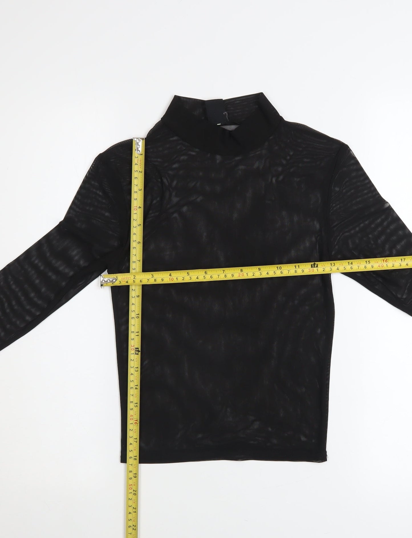 Urban Outfitters Women Black Mesh Long Sleeve Mock Neck Top S
