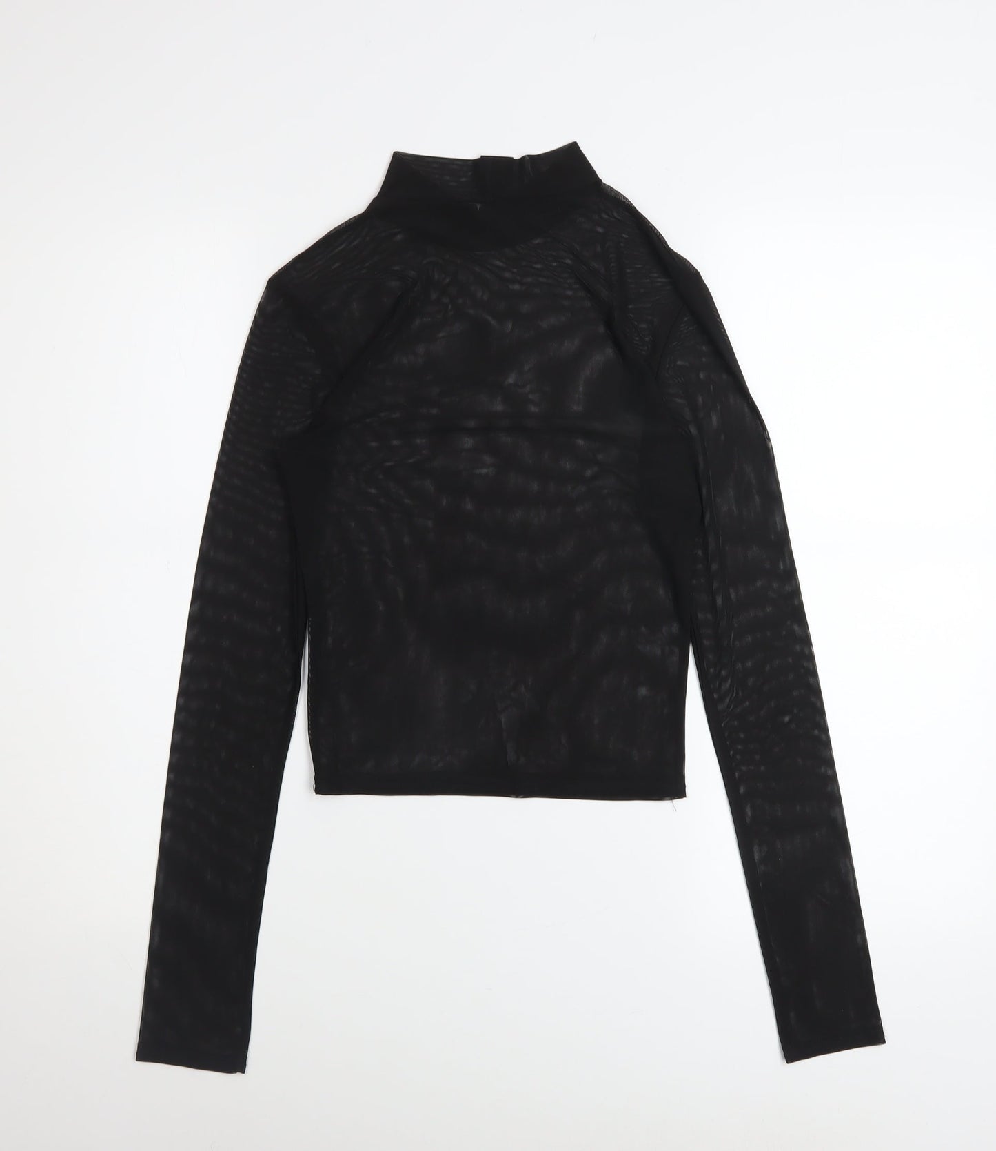 Urban Outfitters Women Black Mesh Long Sleeve Mock Neck Top S