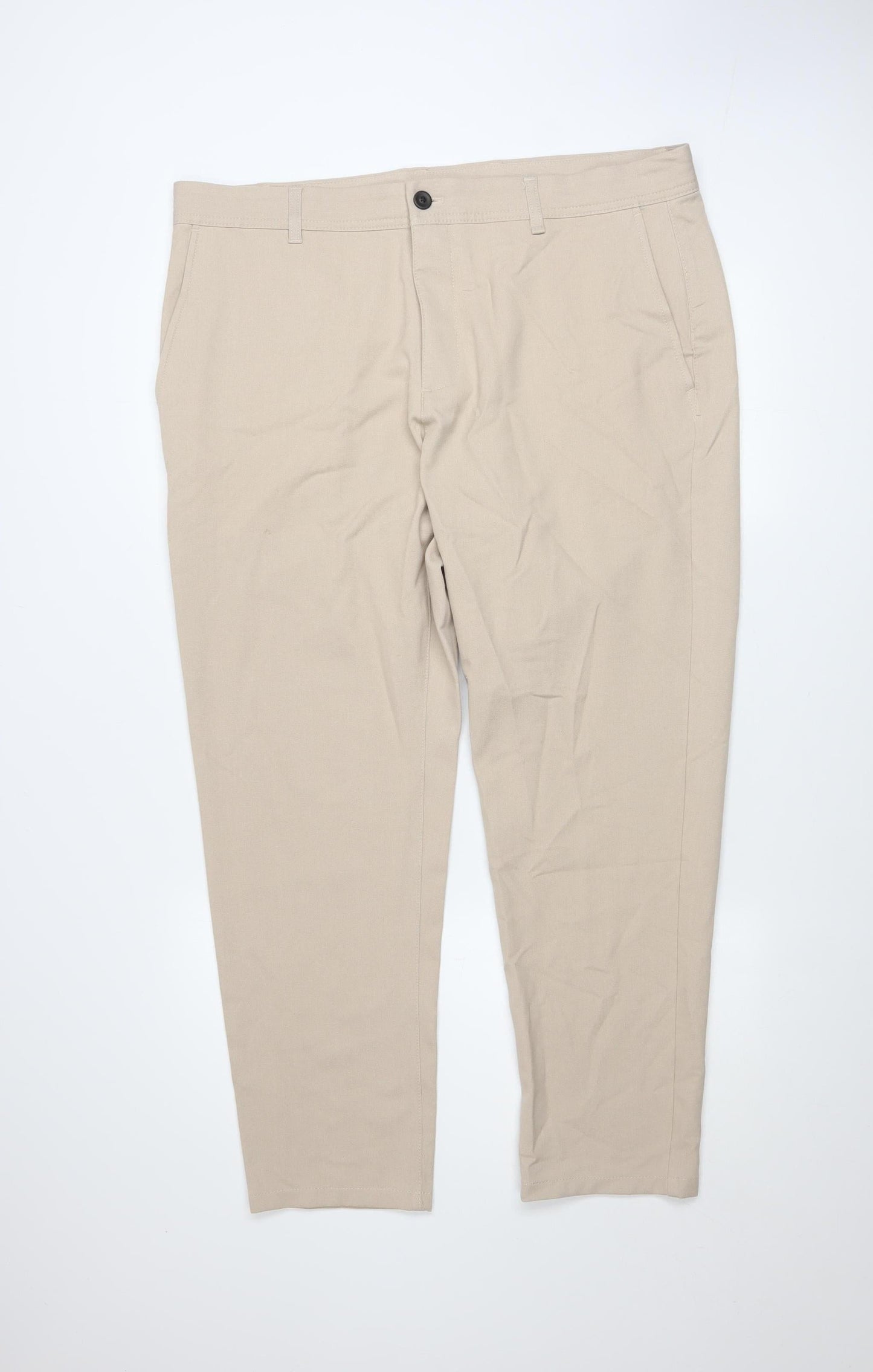 Zara Men Beige Slim Fit Chino Trousers Size M 33in Waist