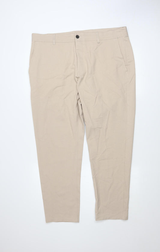 Zara Men Beige Slim Fit Chino Trousers Size M 33in Waist