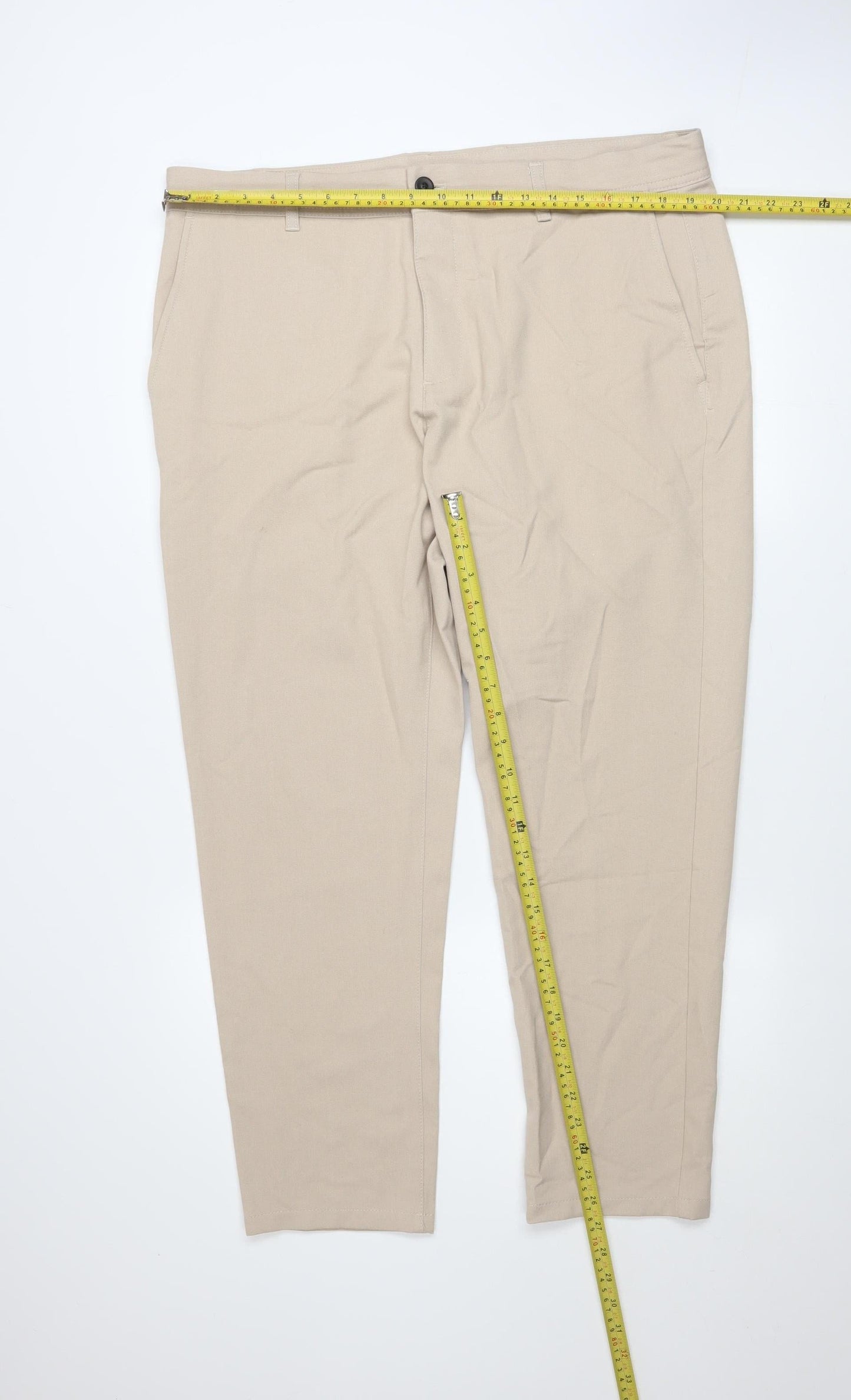 Zara Men Beige Slim Fit Chino Trousers Size M 33in Waist