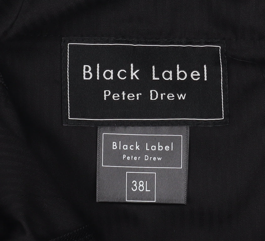 Black Label Peter Drew Men's Black 38L Pleated Wool Blend Dress Trousers