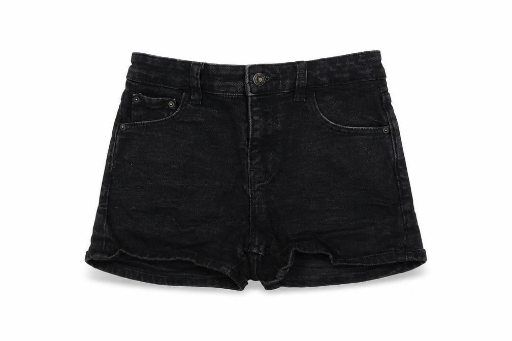 Pull&Bear Women Black Denim Hot Pants Shorts Size 6 Slim Fit