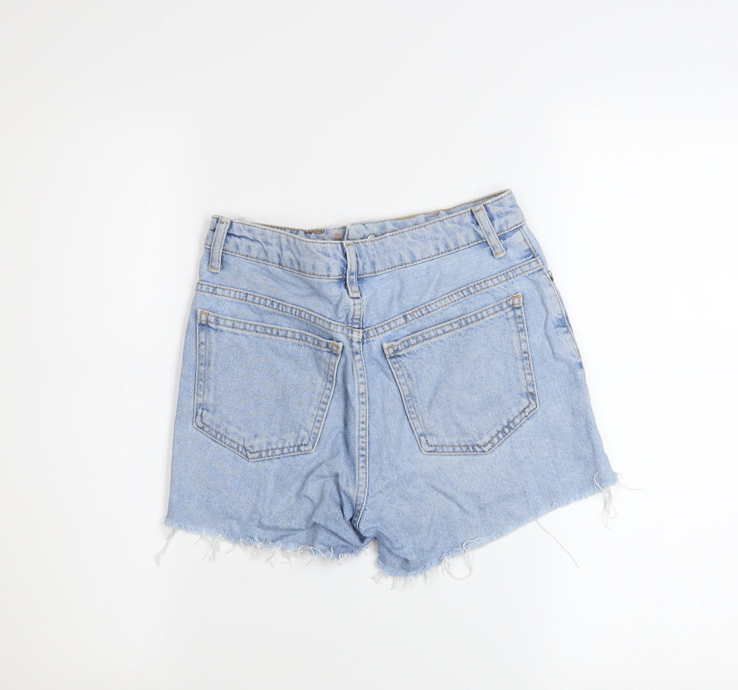 Topshop Women Blue Size 4 Mom Denim High Rise Cut-Off Shorts