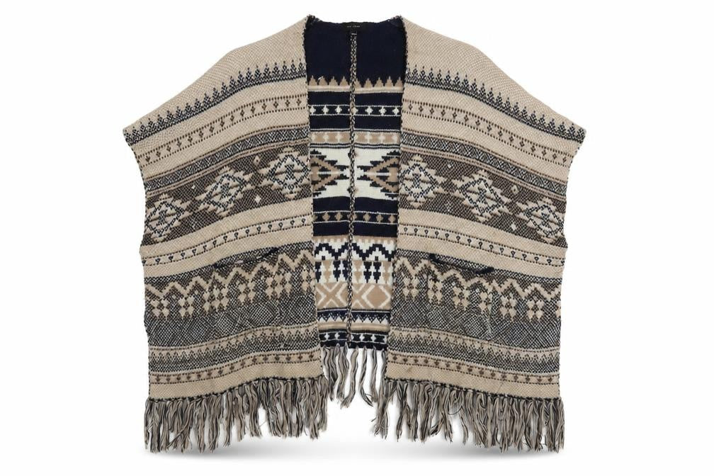 New Look Women’s Beige Bohemian Chunky Knit Cape One Size Acrylic