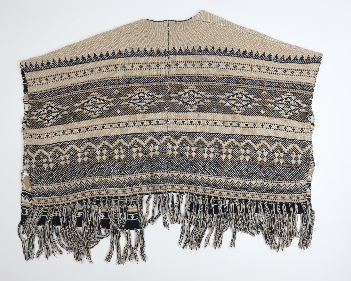 New Look Women’s Beige Bohemian Chunky Knit Cape One Size Acrylic