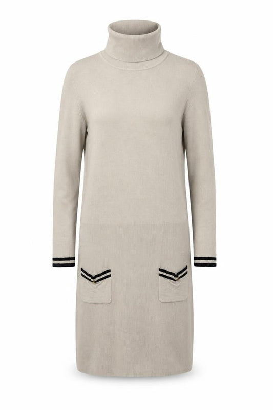 Mango Women Beige Roll Neck Long Sleeve Jumper Dress Size 14