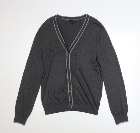 Banana Republic Men's Grey Silk Cotton Cashmere V-Neck Cardigan M