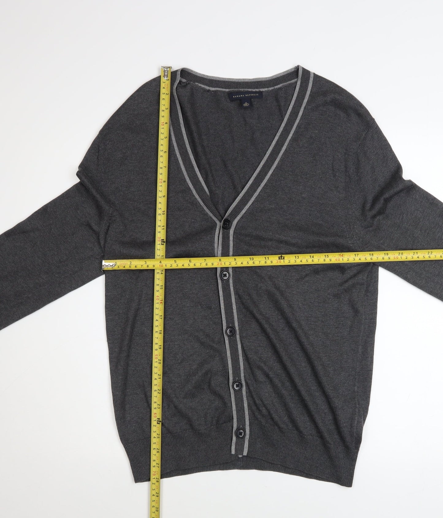 Banana Republic Men's Grey Silk Cotton Cashmere V-Neck Cardigan M