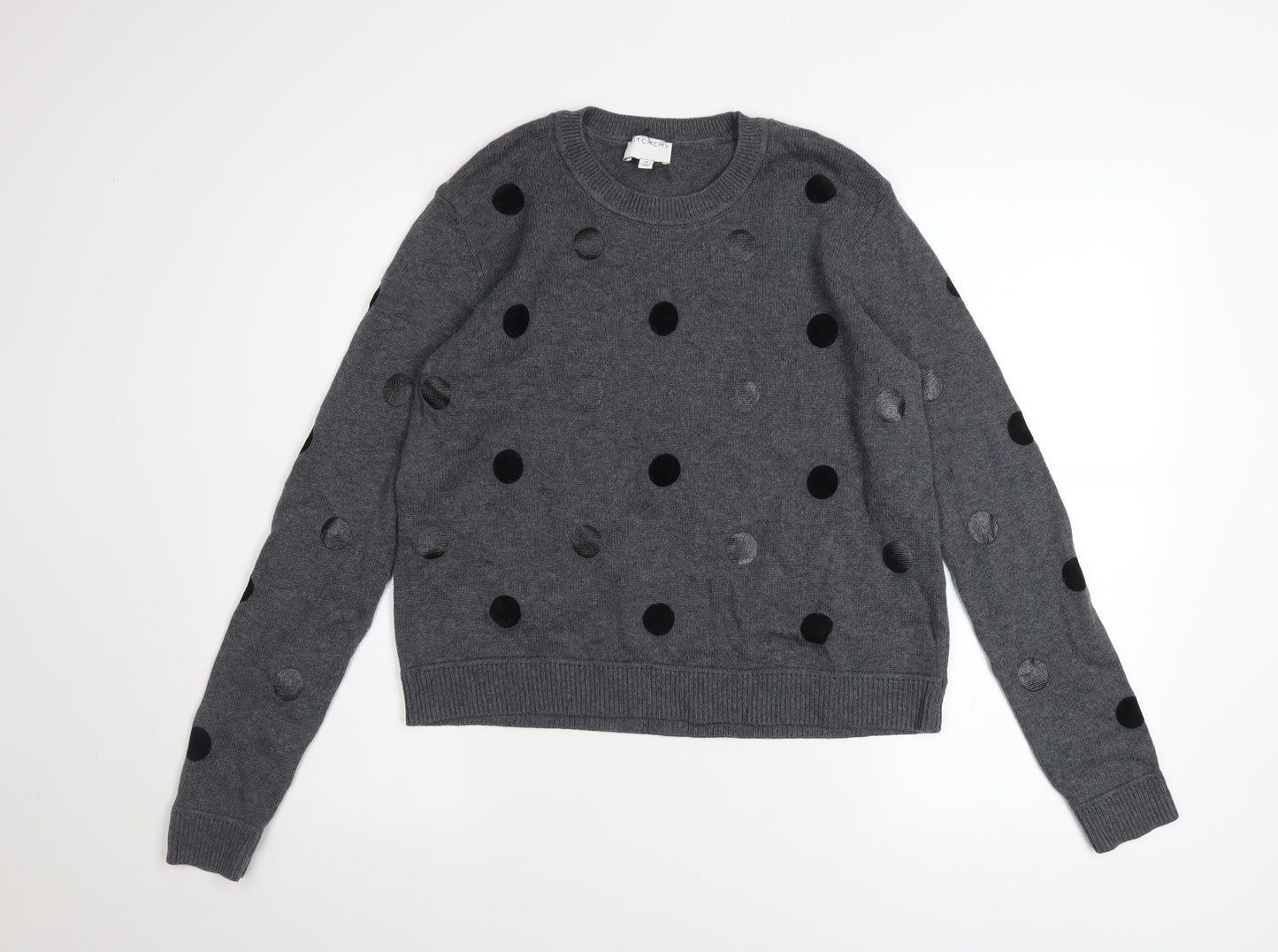 Witchery Womens Grey Polka Dot Knit Pullover Jumper Size M