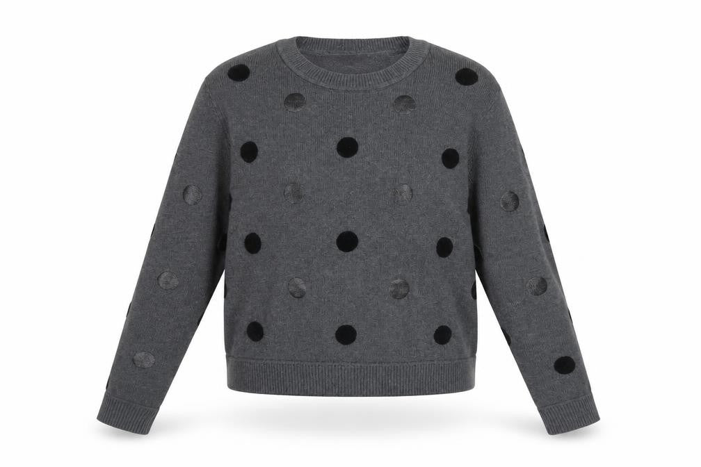 Witchery Womens Grey Polka Dot Knit Pullover Jumper Size M
