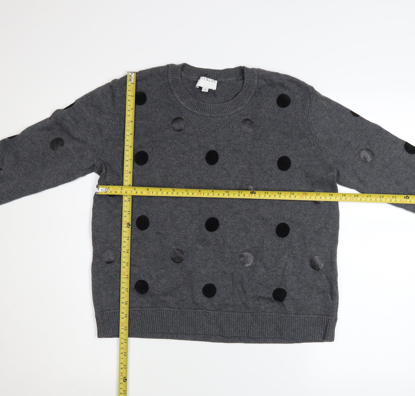 Witchery Womens Grey Polka Dot Knit Pullover Jumper Size M