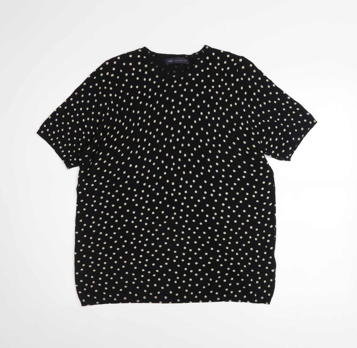 Marks and Spencer Womens Black Polka Dot Short Sleeve Blouse Size 18
