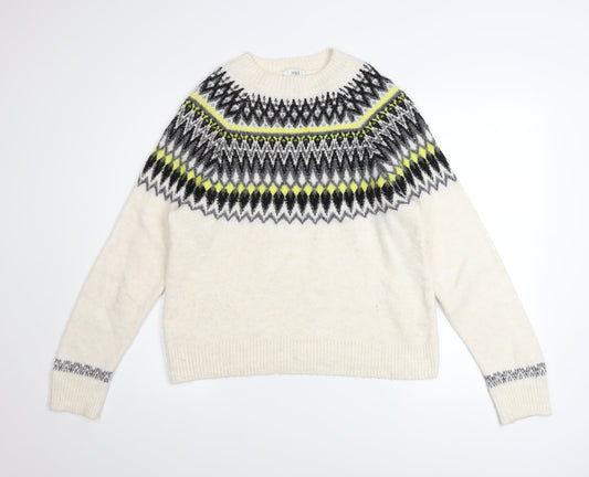 Marks and Spencer Women's Ivory Fair Isle Knit Jumper Size S