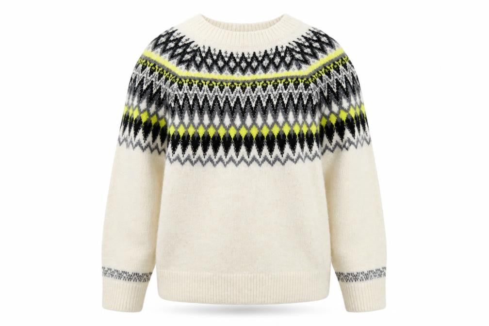 Marks & Spencer Women's Ivory Fair Isle Knit Jumper Size S