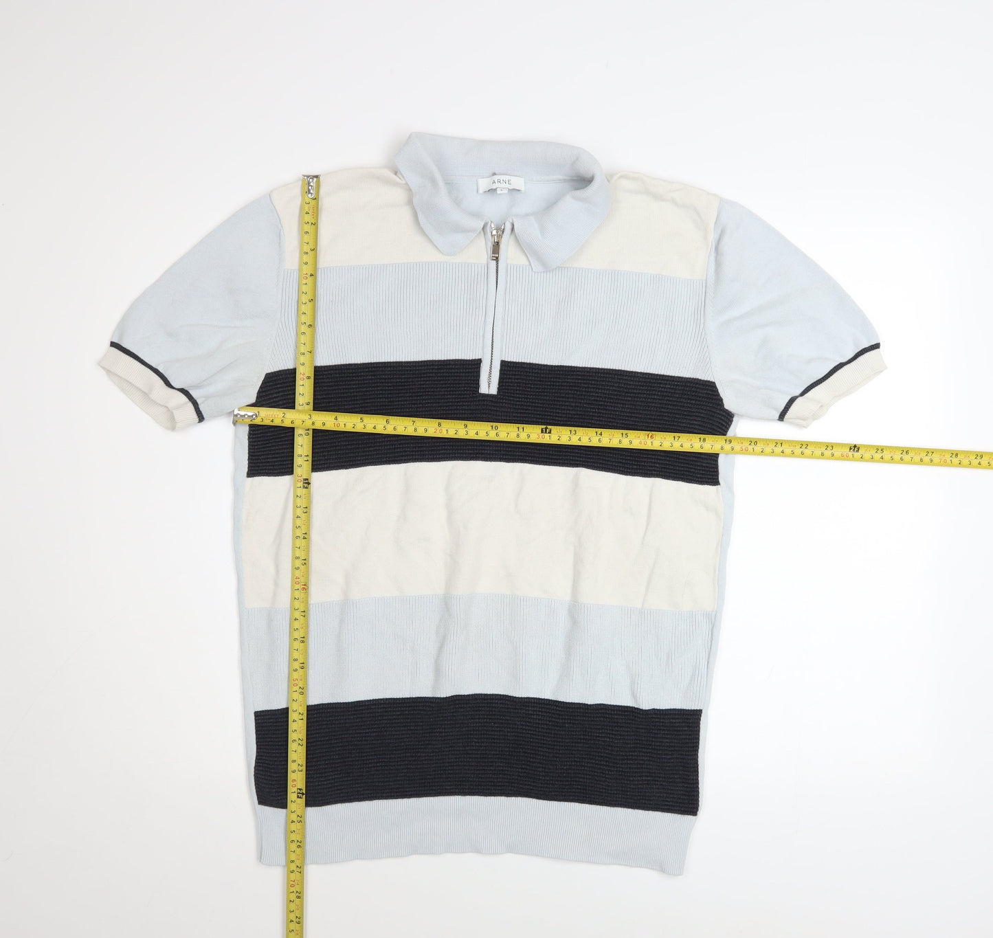 ARNE Men’s Multicoloured Striped Cotton Polo Shirt Size L