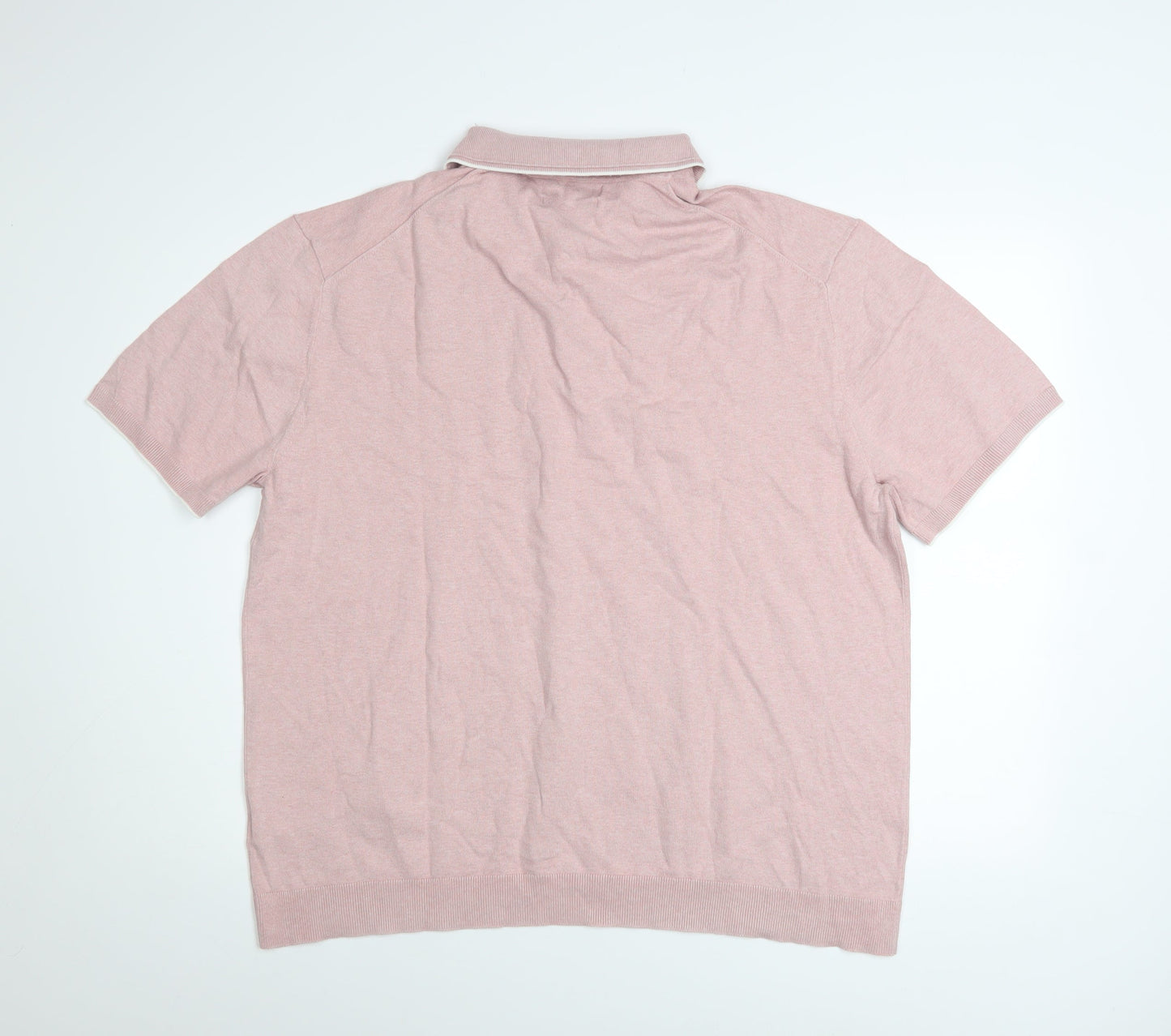 Marks and Spencer Men’s Pink Cotton Polo Shirt 2XL Regular Fit