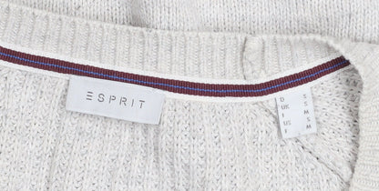 Brand and care label for ESPRIT Men’s Beige Cotton Crew Neck jumper, size S