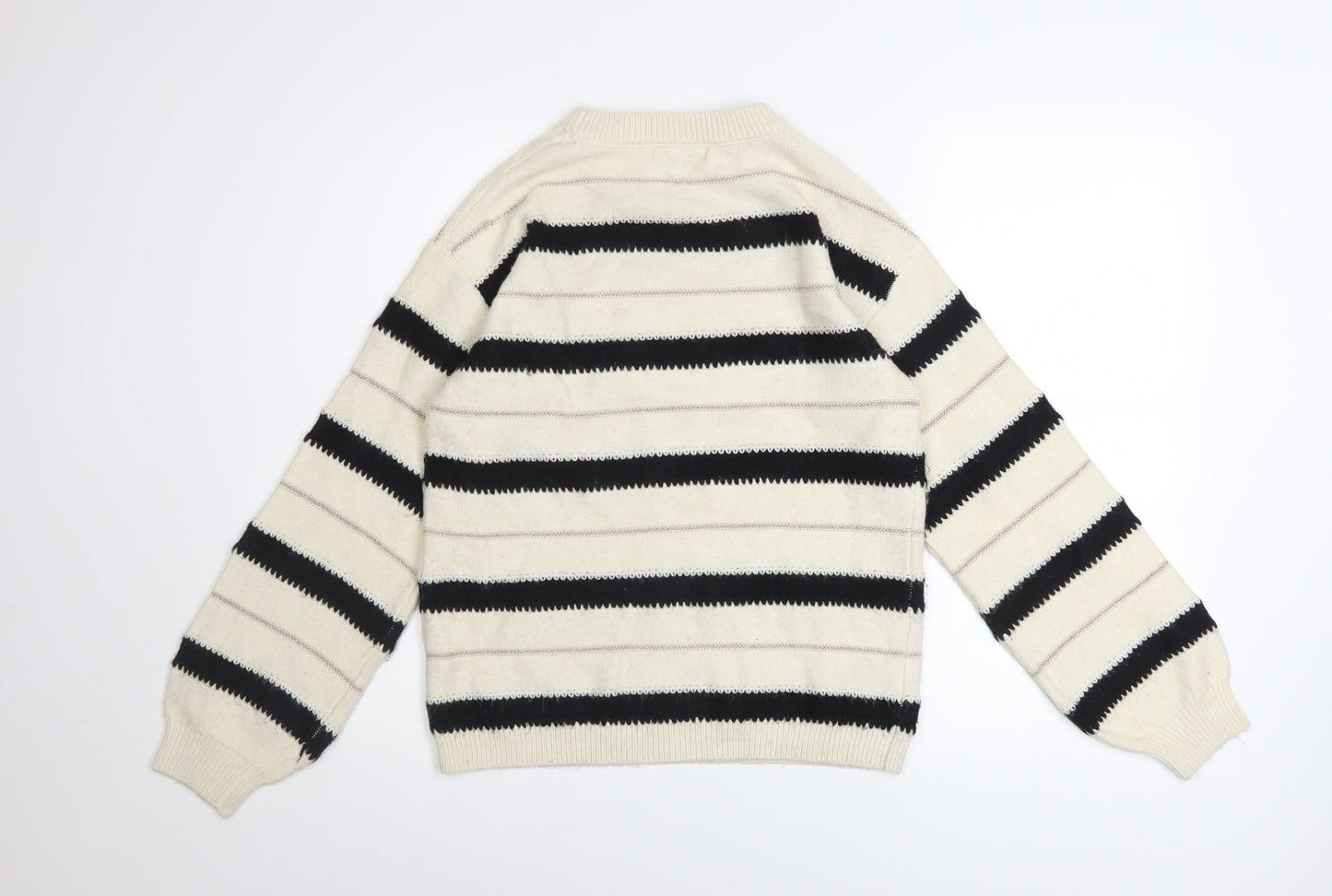 Marks and Spencer Women’s Beige Striped Crew Neck Knit Jumper Size S