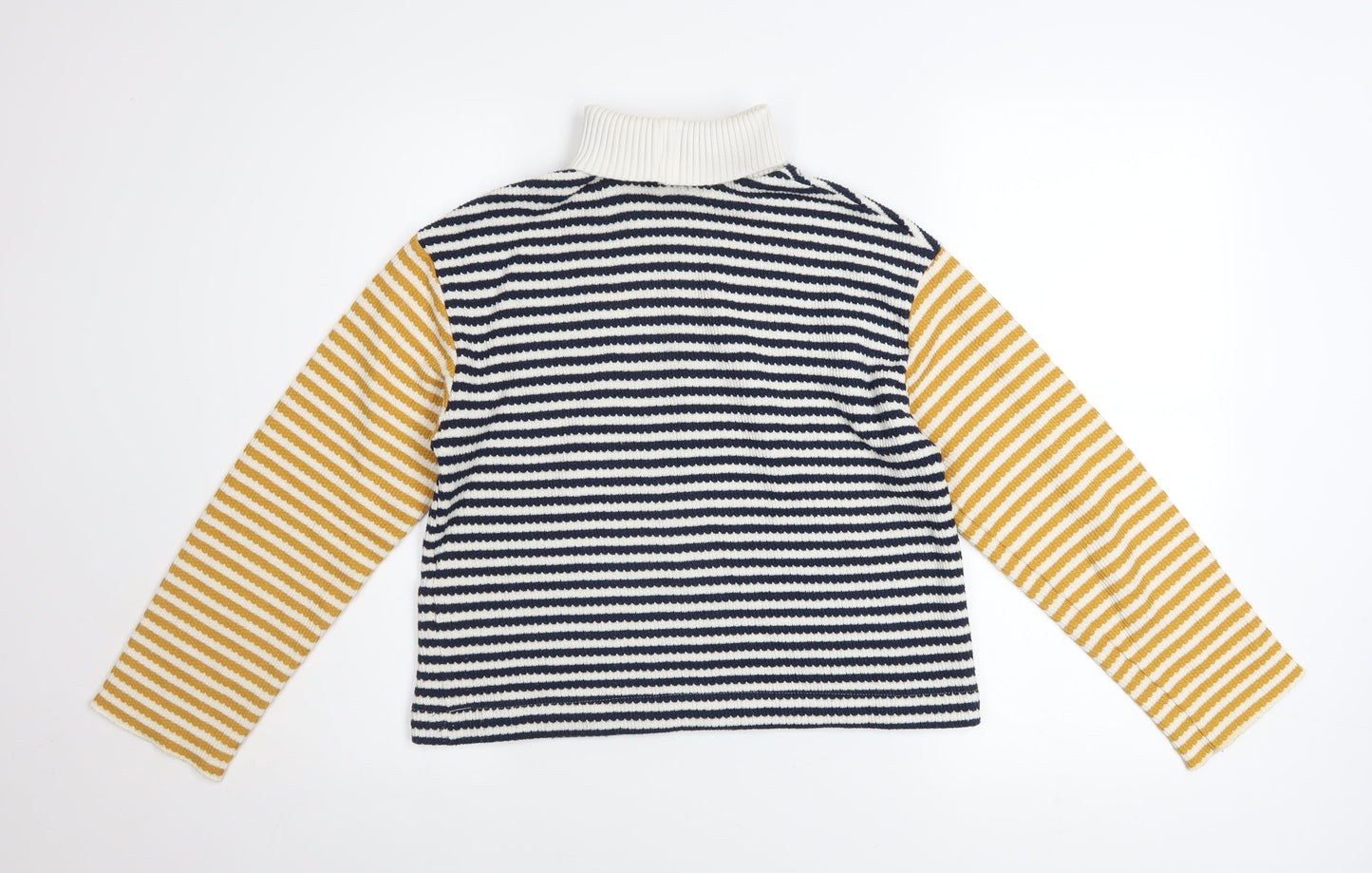 ZARA Women’s Multicoloured Striped Roll Neck Knit Jumper Size S