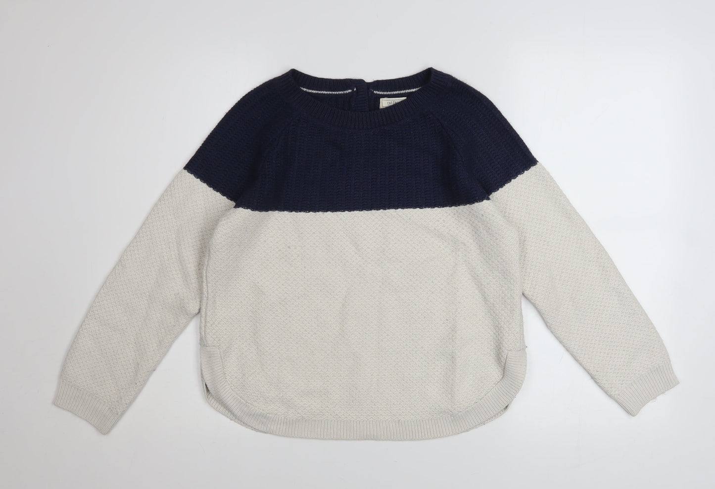 Fat Face Women Blue Ivory Crew Neck Long Sleeve Pullover Jumper Size 8