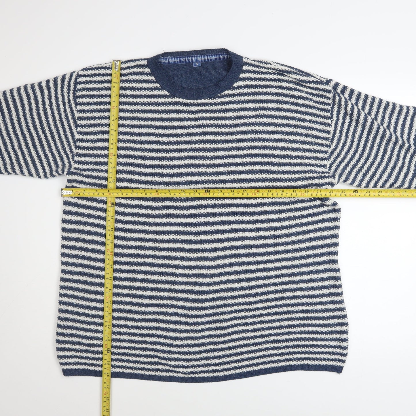 Next Men's Blue Striped Knit Pullover Jumper Size S