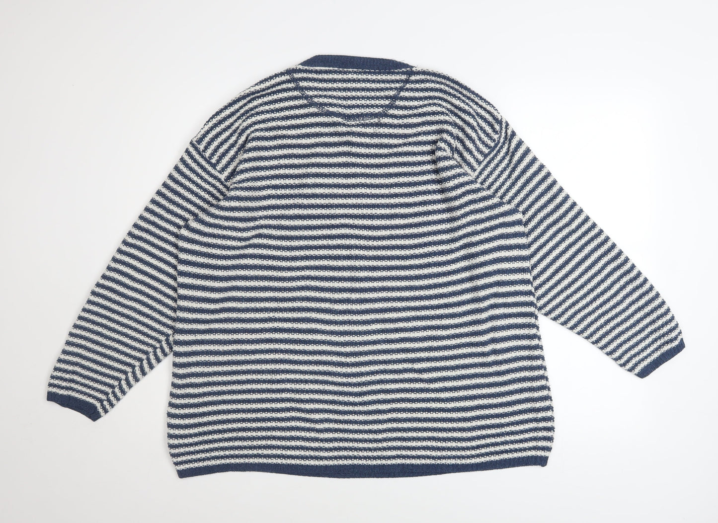 Next Men's Blue Striped Knit Pullover Jumper Size S