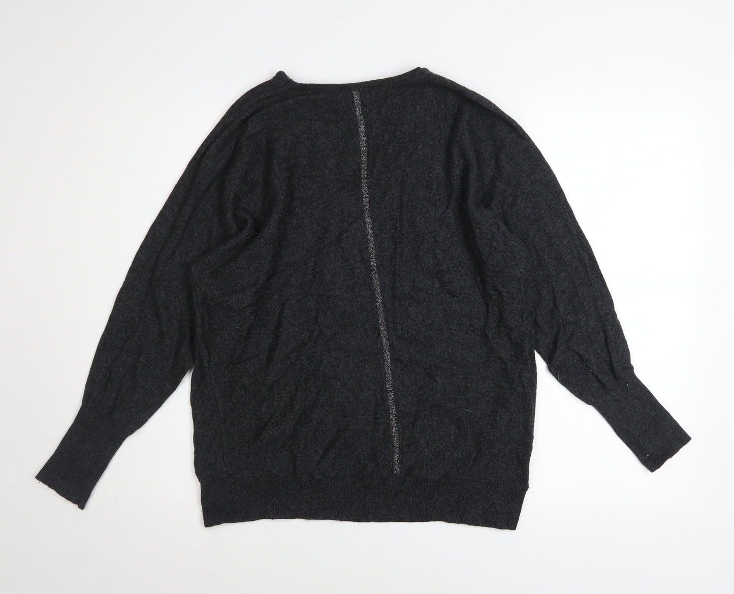 Mint Velvet Women’s Black Wool Cashmere V-Neck Zip Jumper M