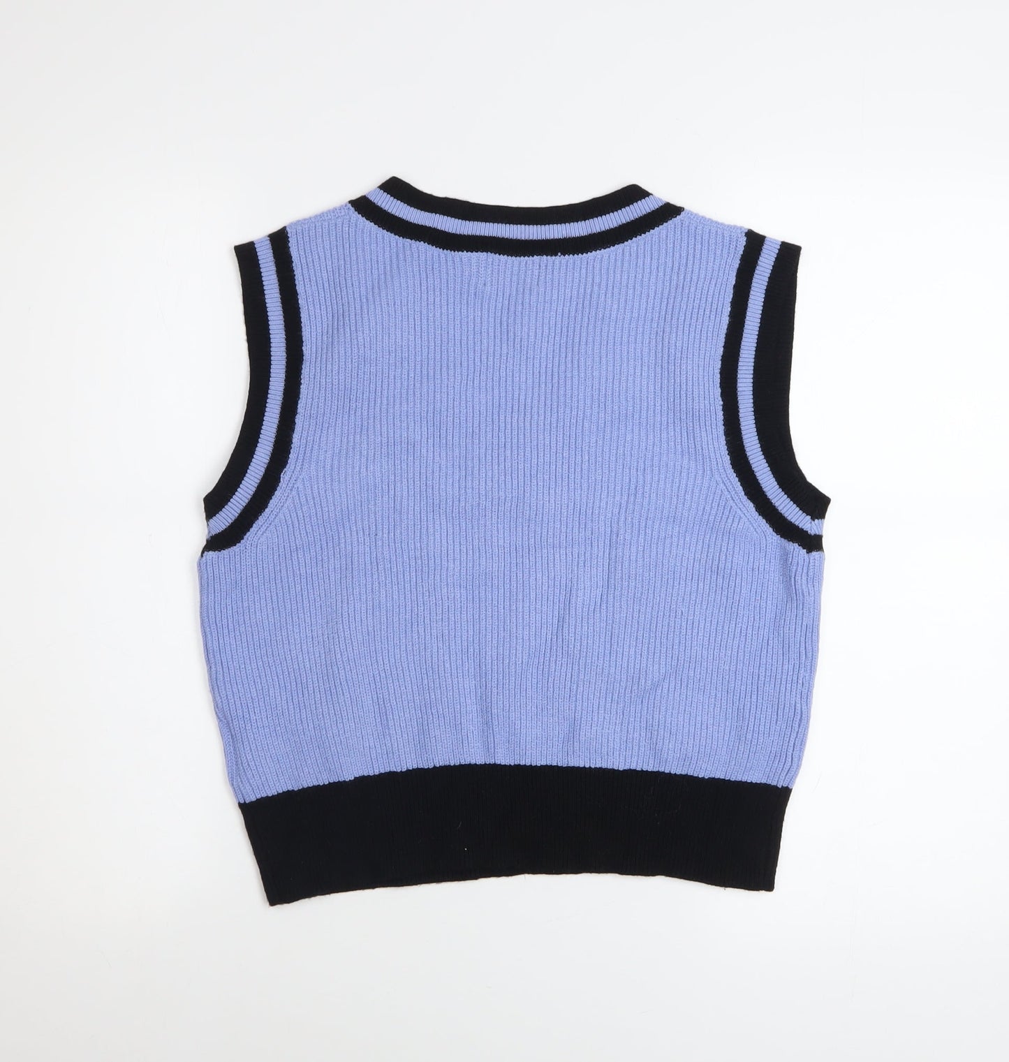 Brave Soul Women's Blue Sleeveless V-Neck Knit Vest Jumper Size S