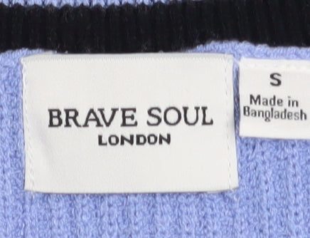 Brave Soul Women's Blue Sleeveless V-Neck Knit Vest Jumper Size S