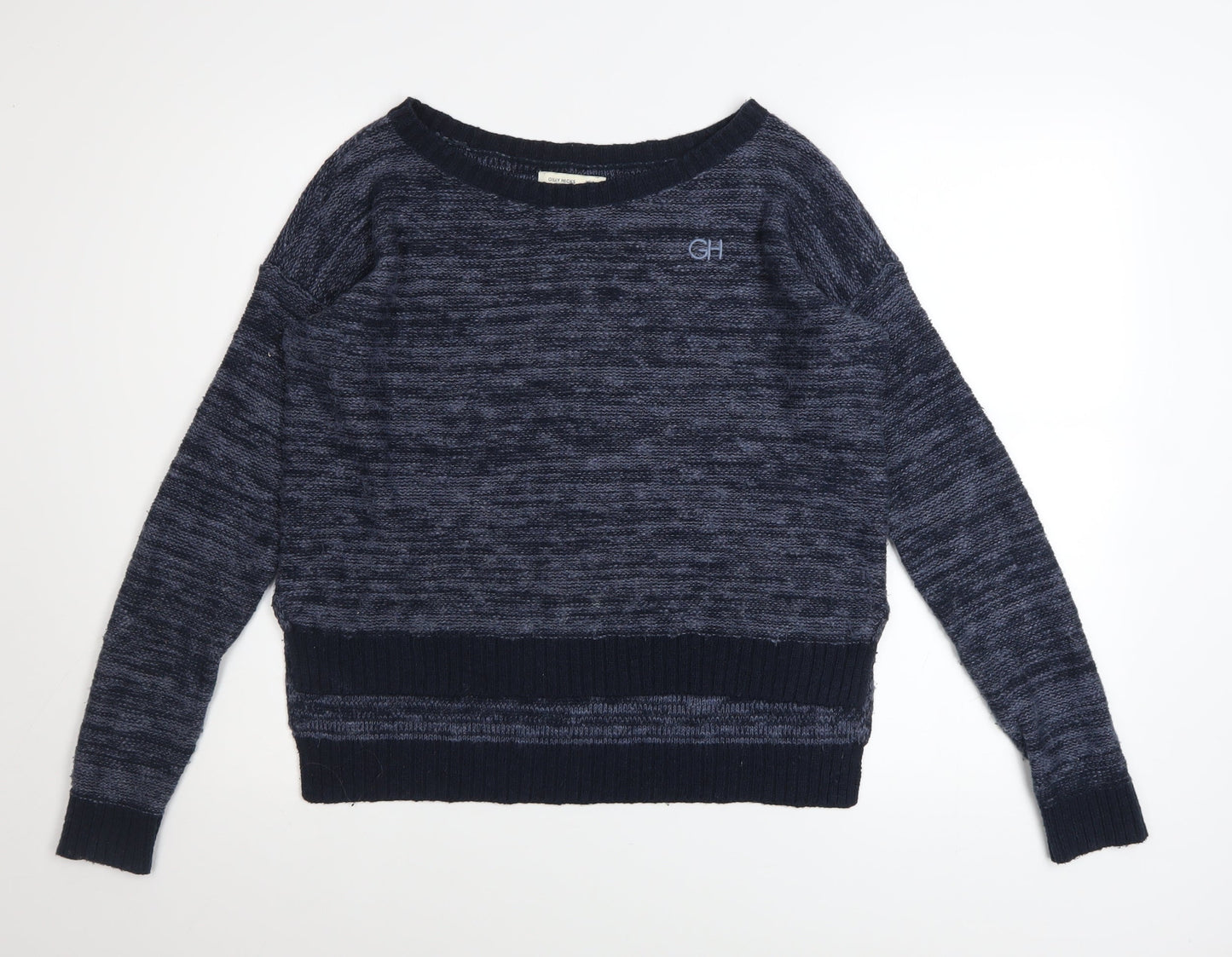 Gilly Hicks Womens Blue Cotton Blend Boat Neck Pullover Jumper XS