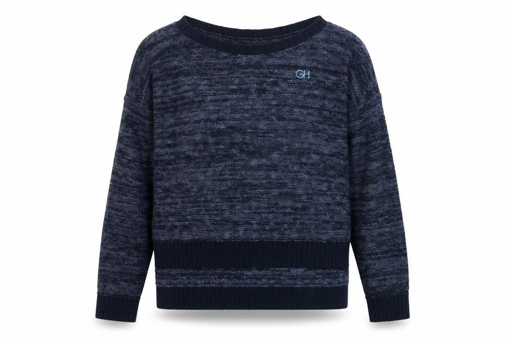 Gilly Hicks Womens Blue Cotton Blend Boat Neck Pullover Jumper XS