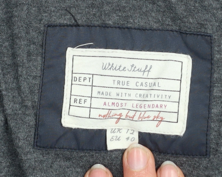 White Stuff Women Blue Long Hooded Puffer Coat Size 12