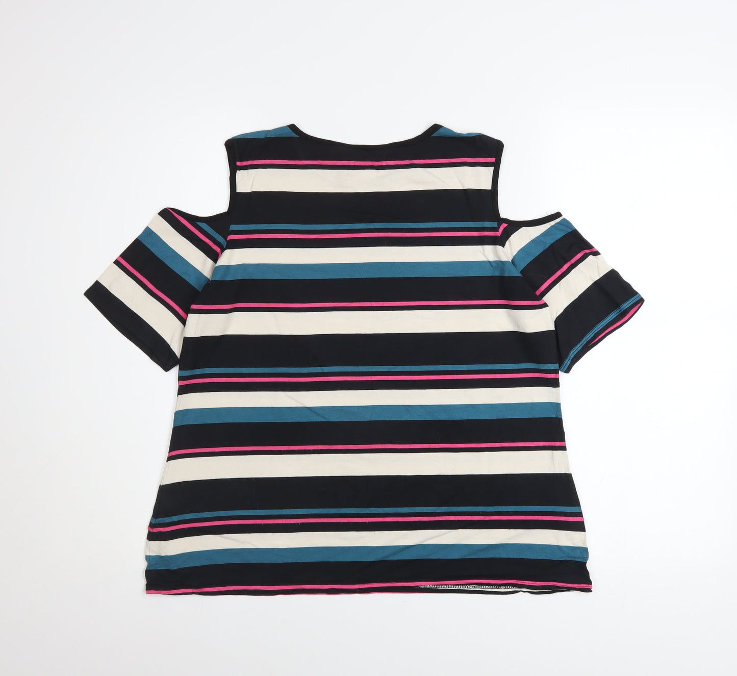 Dorothy Perkins Women’s Multicoloured Striped Cold Shoulder T-Shirt UK 16